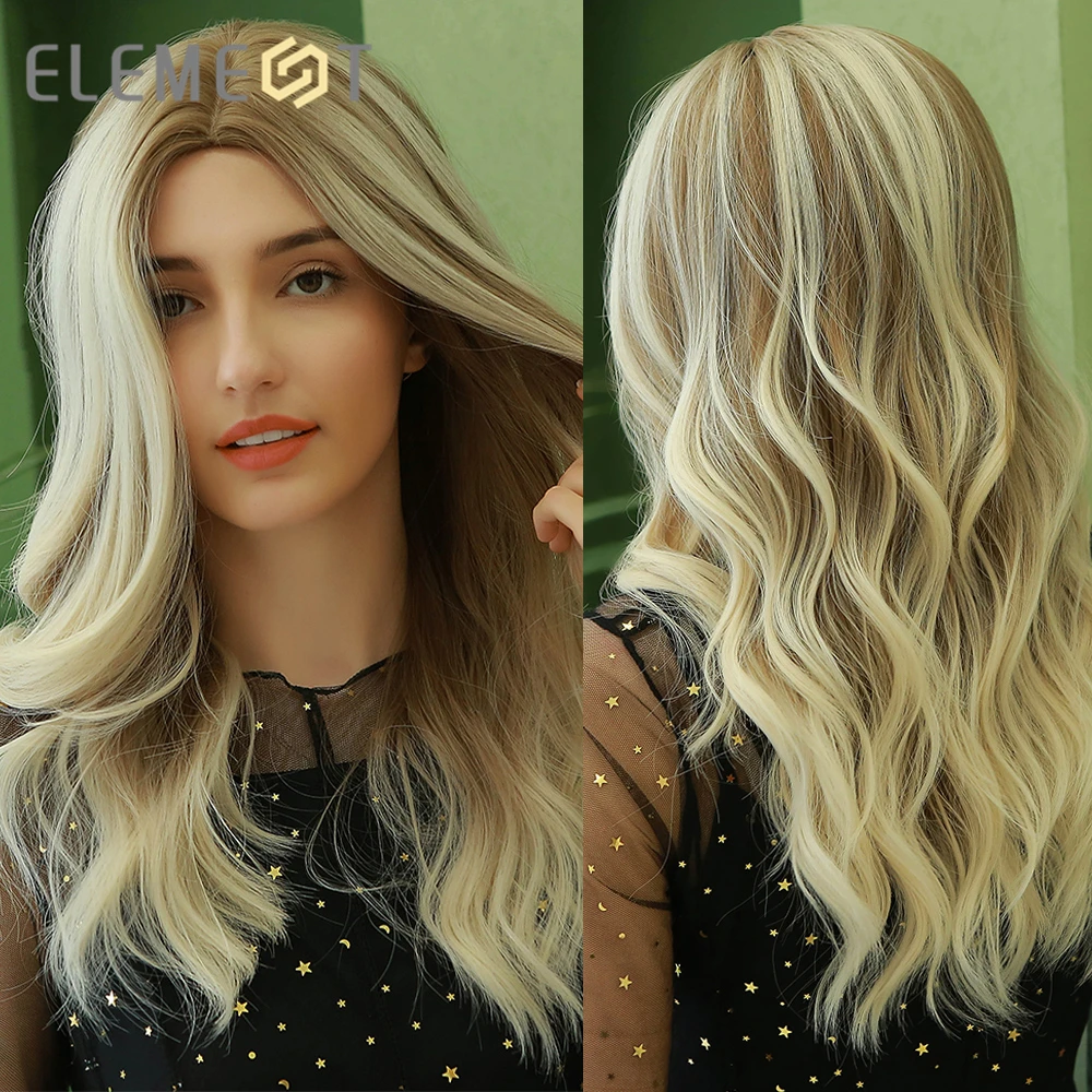 

Парики Element длинные Платиновые светлые с эффектом омбре, синтетические волосы для чернокожих или белых женщин, для косплея, вечеринки, натур...