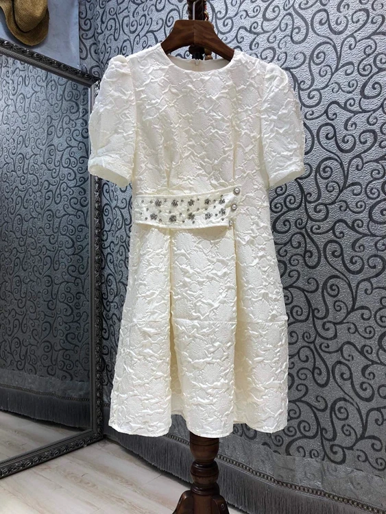 

Женское платье с круглым вырезом, однотонное платье с темным узором, с декоративным ремнем, со стразами, 2021