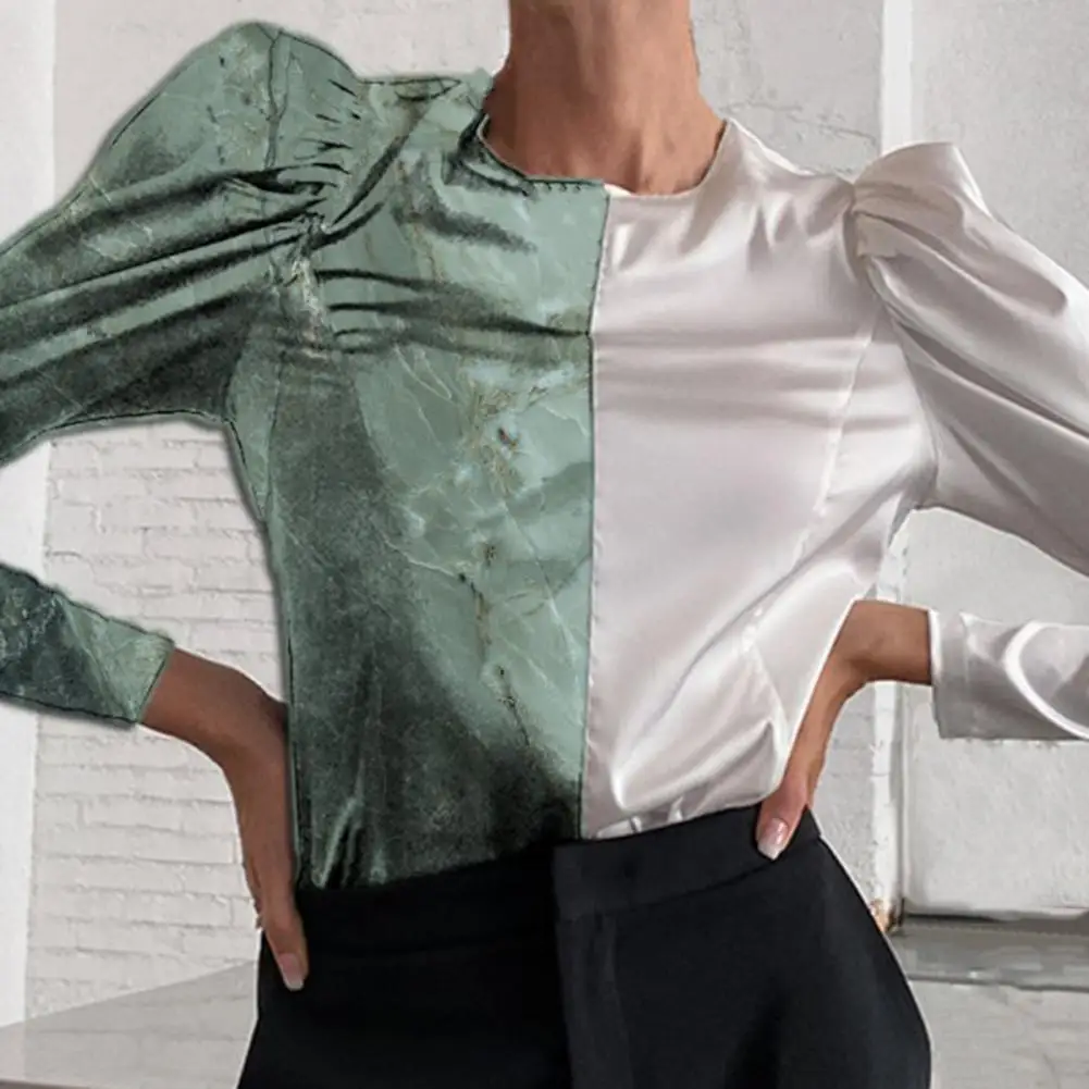 

Smooth Great Round Neck Women Top Casual Lady Shirt Round Neck for Work