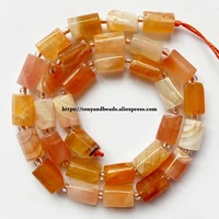 7 natural faceted orange botswana agate cylinder spacer stone beads for jewelry diy making