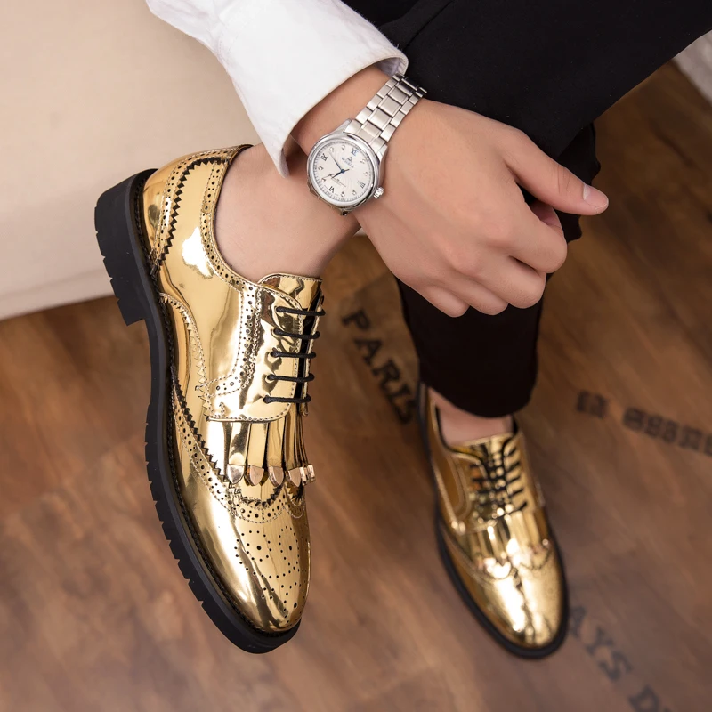 Туфли мужские классические кожаные роскошные деловые туфли без застежки броги