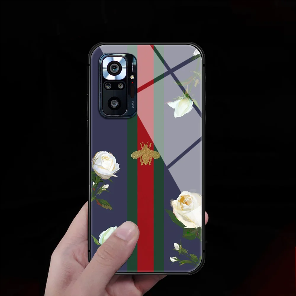 

Ltalian Brand Luxury Tempered Glass Phone Case Cover For Xiaomi Redmi Note 7 8 9 10 K40 A C S T Pro Black Cell Pretty Black