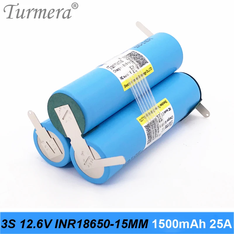 3s 10 8 v 12 6 батарея 18650 пакет inr18650 15mm 1500mah 25a пайки для отвертка шуры Индивидуальные