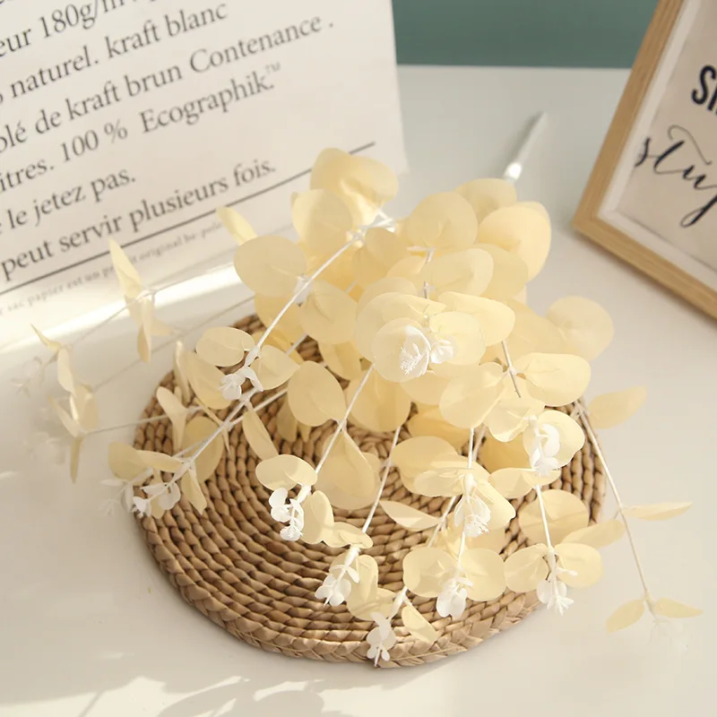 Шелковый Искусственный цветок 50 см зеленая ветка эвкалипта декор для домашнего