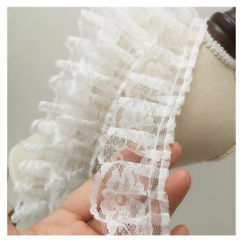 1 м Высококачественная плиссированная кружевная лента с отделкой белая ткань 5 см