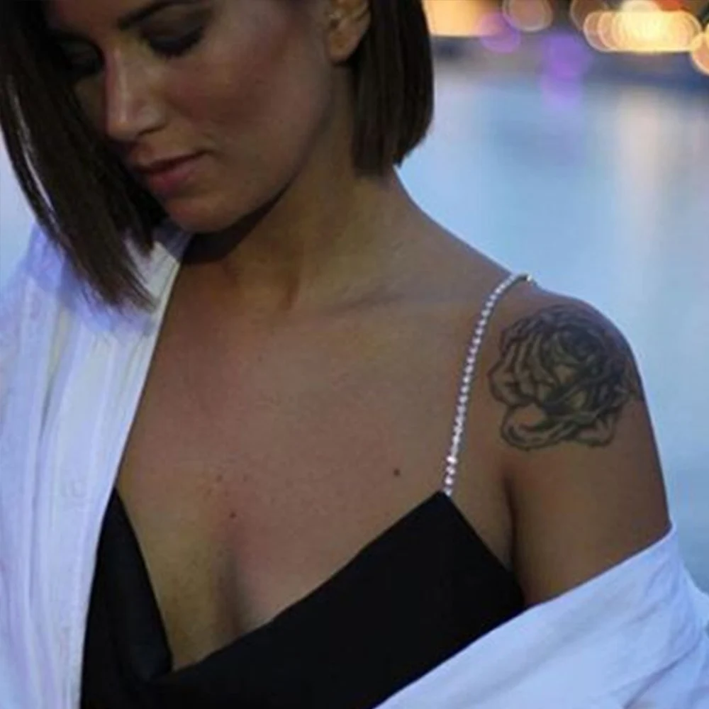 Stonefans Fashion Rhinestone Bra Straps Women Adjustable Body Accessories Crystal Shoulder Strap Wedding Dress Jewelry 1 Pair