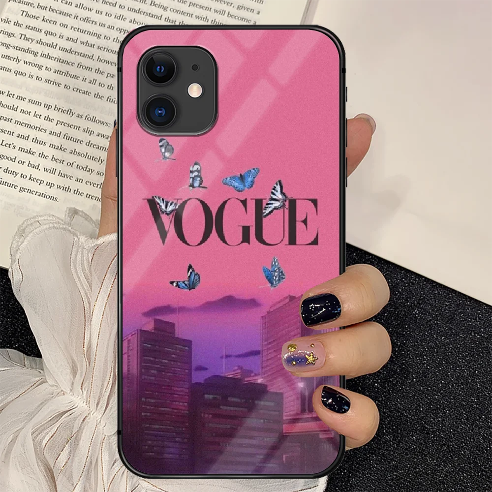 

American Fashion Magazine Phone Tempered Glass Case Cover For IPhone 6 6S 7 8 11 12 X Xr Xs Se 2020 Pro Max Plus Mini Cover