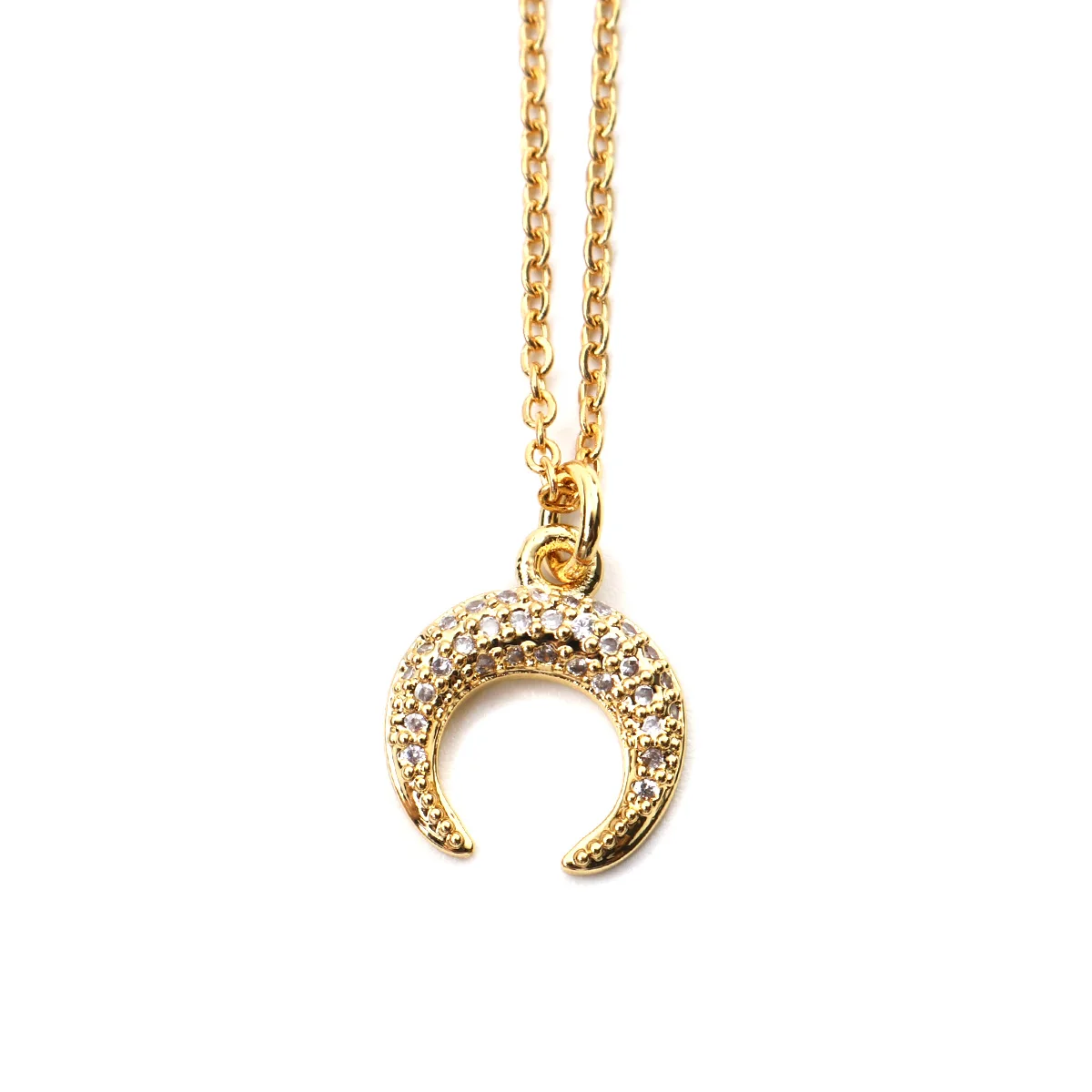 

Hipop Micro Pave Necklace Stainless Steel & Copper Gold Plated Half Moon Clear Cubic Zirconia 45cm(17 6/8") long