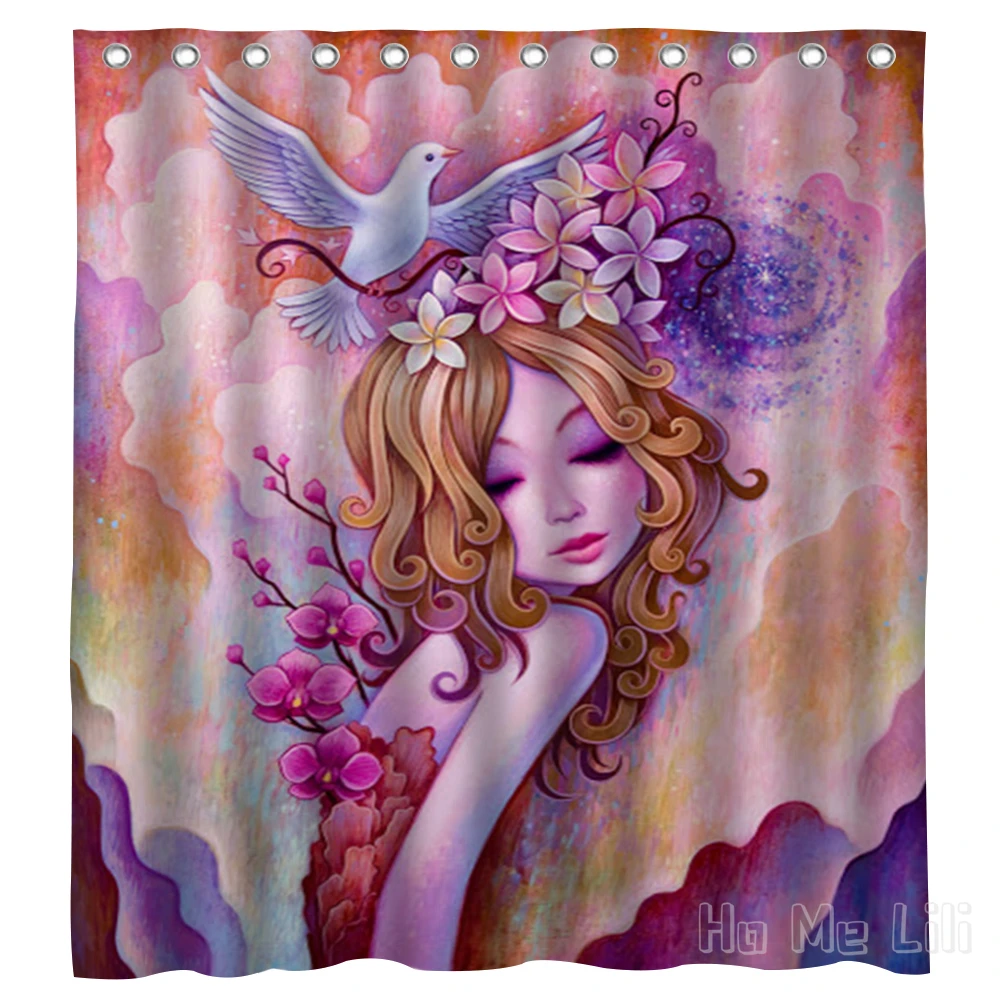 

Girls Merge With Nature Design Waterproof Shower Curtain Bathroom Decor