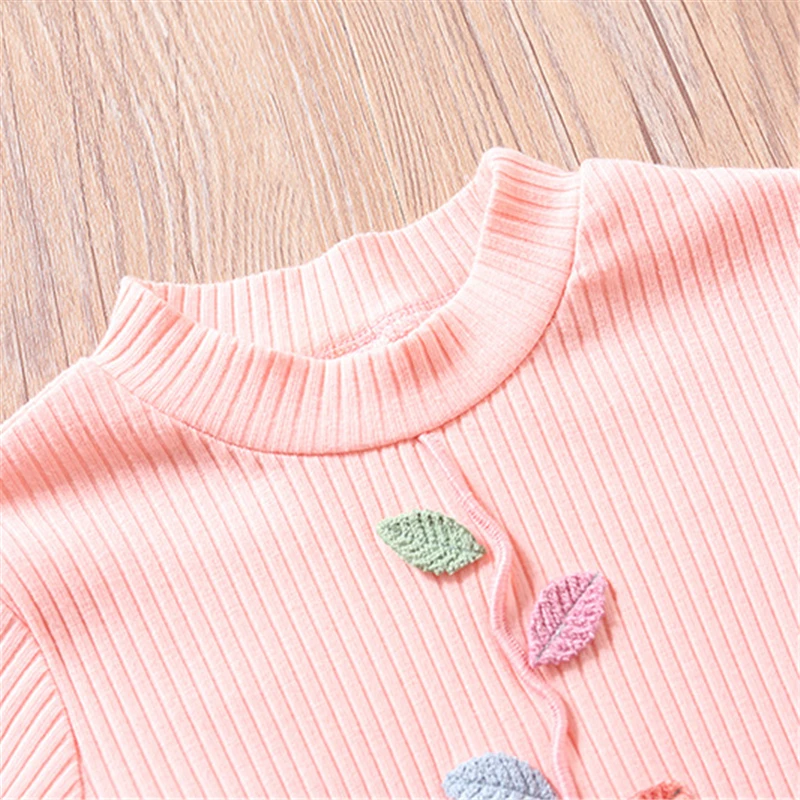 Свитер с воротником под горло цветными листьями для маленьких девочек детские