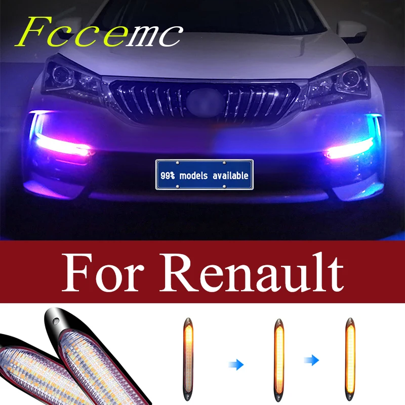 

2pcs LED DRL Car Daytime Running Light Strips For Renault Dacia Duster Logan Sandero 11 18 Laguna Safrane Scenic Kangoo Lodgy