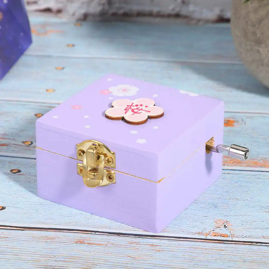 Деревянная музыкальная шкатулка ручной работы с изображением вишни украшение