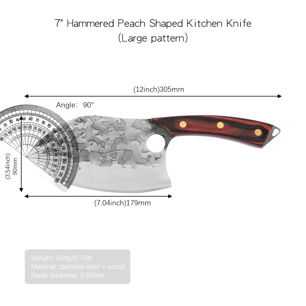 Sowoll 7'' INCH Slaughter Cleaver Knife Chinese Style Full Tang Stainless Steel Chef Kitchen Cooking Gift Box Accessory Tools | Дом и