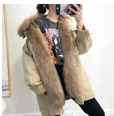 

New Coming Thickening Real Fox Fur Lining Parka 2020 New Warm Luxury Women's Winter Coat Outwear Abrigos Mujer Invierno