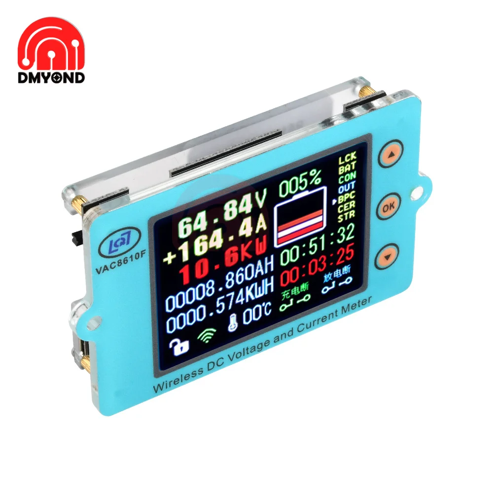 2.4 Inch Wireless Voltage Meter Voltmeter Ammeter DC 500V 100V Solar Battery Charging Coulometer Capacity Power Detector Tester |