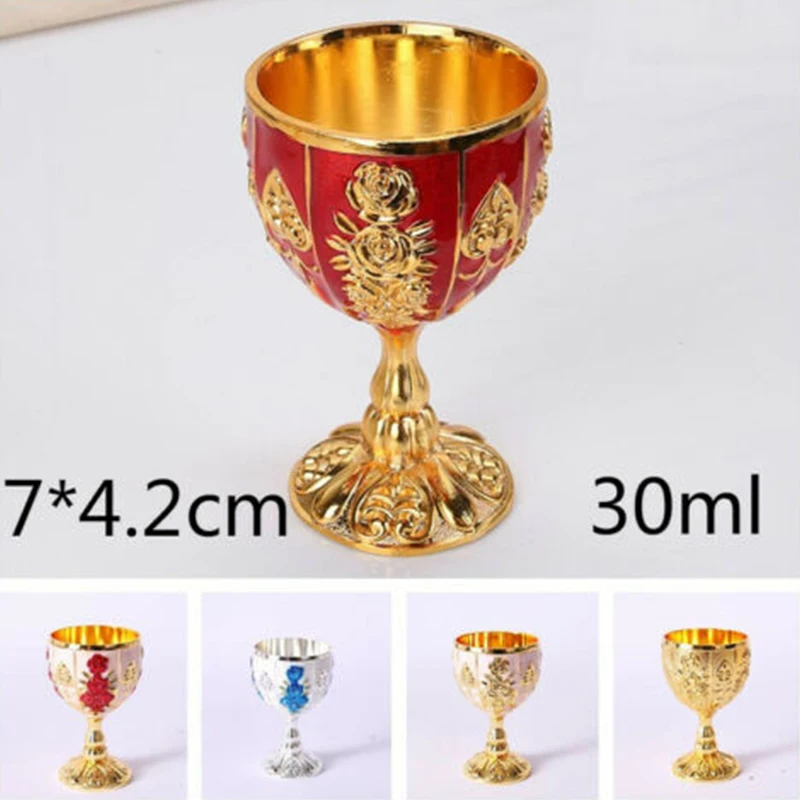 

Vintage Wine Cup Goblet Home Metal Art Craft Decoration Ornaments Creative Gifts Antique Rose Carved Goblet
