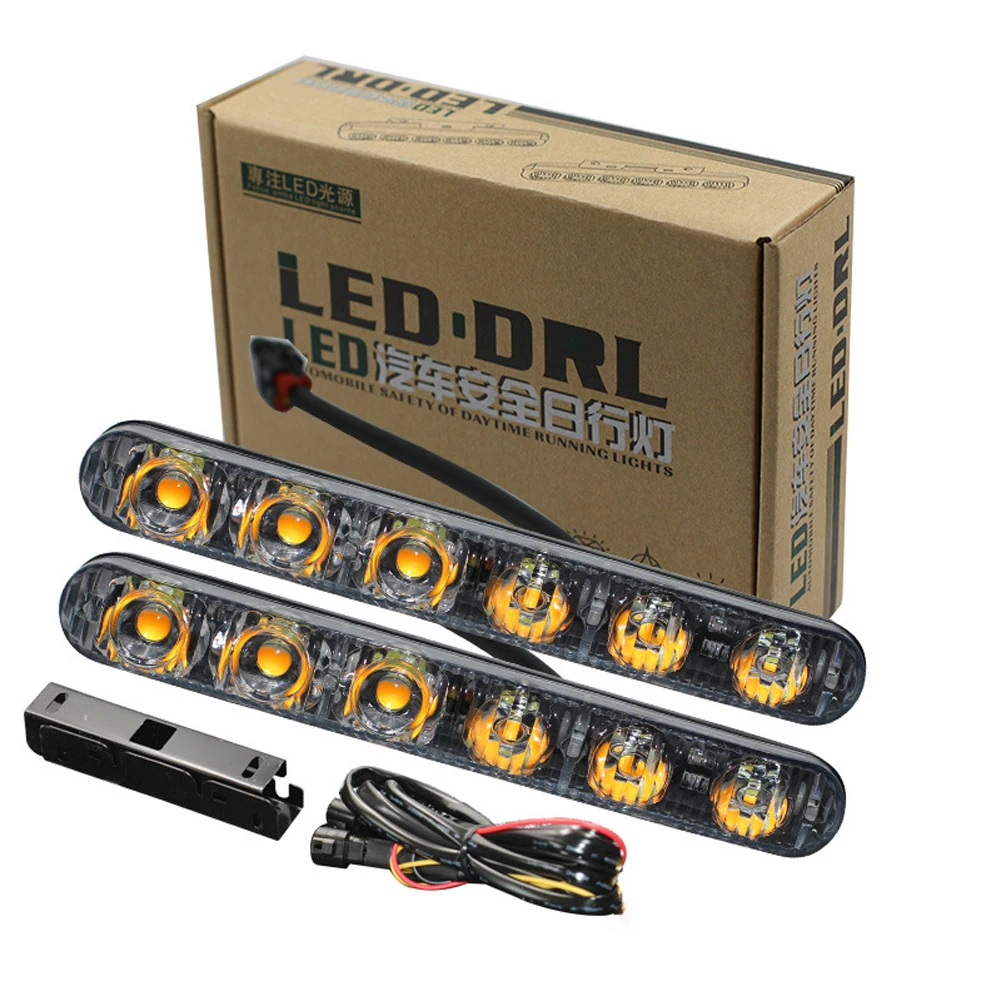 

2pcs LED Daylight Running Lights DRL 6 LEDs DC 12V 6000K Automobile light Source Car Styling Waterproof