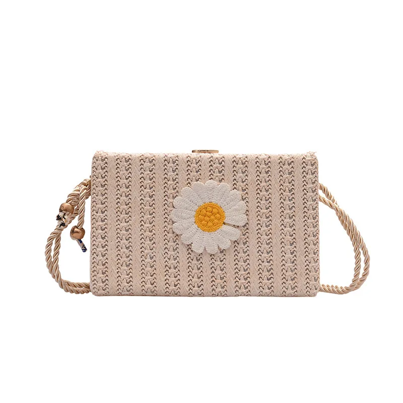 

Summer Straw Crossbody Bags For Women Handmade Woven Sunflower Decoration Bag Female Summer Beach Holiday Bohemia Shoulder Bags