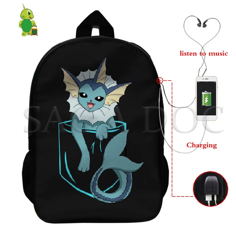 Pokemon Mewtwo Umbreon рюкзак для женщин и мужчин многофункциональный USB зарядка школьные и дорожные сумки для подростков студентов ноутбук рюкзак - Цвет: 24