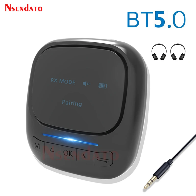

Wireless V5.0 Audio Transmitter Receiver OLED Display Aptx LL 3.5mm AUX Jack RCA Wireless Adapter for TV Car PC Headphone Pair 2