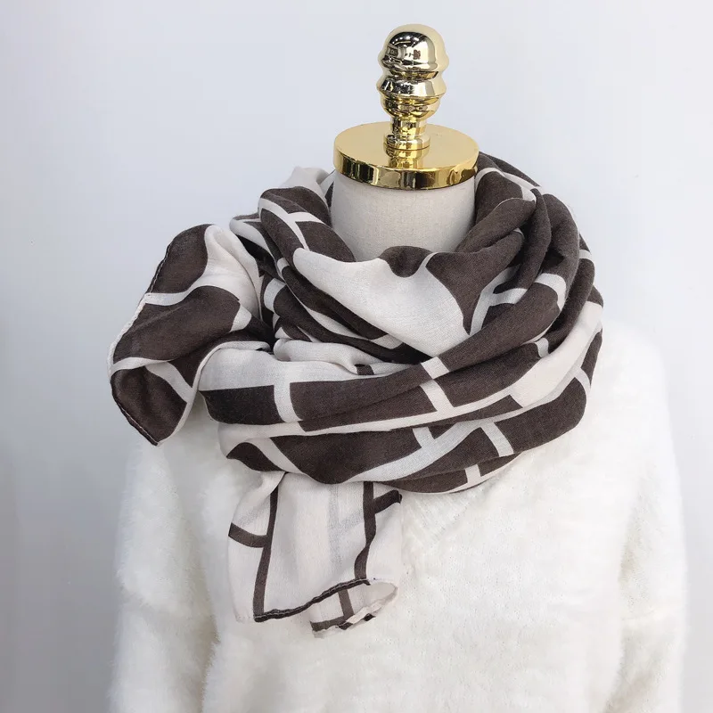 Новинка 2020 хиджаб клетчатые шарфы Femme Модный хлопковый шарф с принтом женский