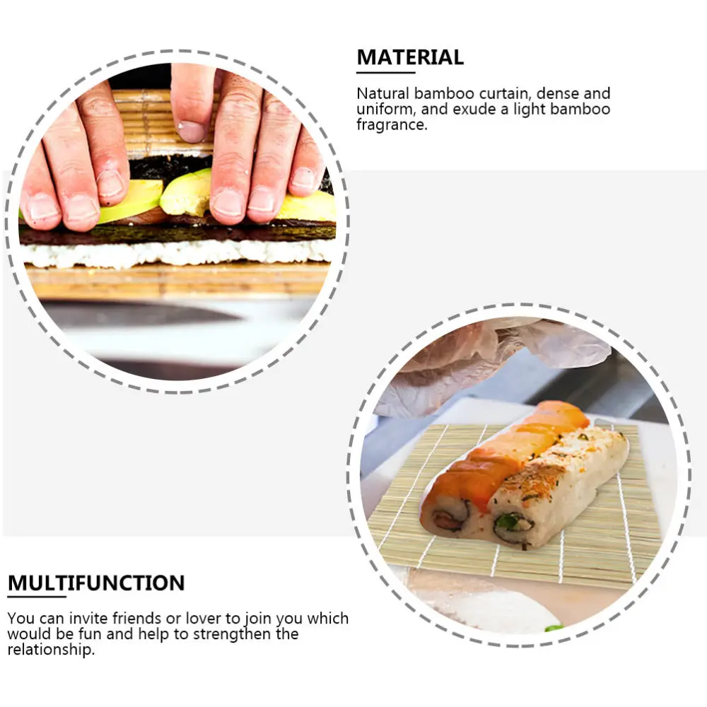 

2pcs Sushi Rolling Mats Bamboo Sushi Roller Sushi Making Tray Kitchen Utensil