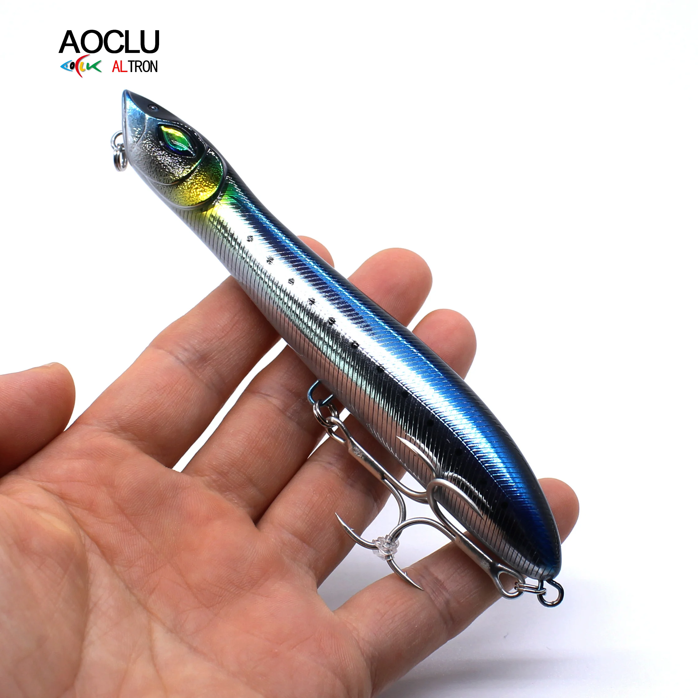 AOCLU Super Quality 8 Colors 140mm 26g Top Water Hard Bait Fishing lure Stick Pencil long distance cast shake floating 2# hooks