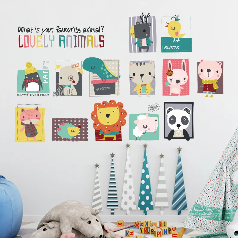 

Cartoon Animal Wall Stickers Home Decor Art Posters for Living Room Bedroom Children Room Decor DIY Waterproof Decals Wallpaper