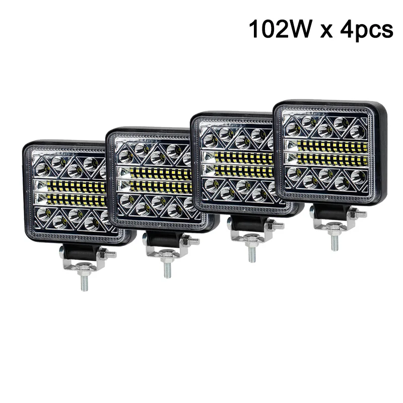 

102W LED Light Bar Spotlight Square Fog Light Car Light Work Light Suitable For Truck SUV 4WD Boat ATV Jeep Tractor Headlight