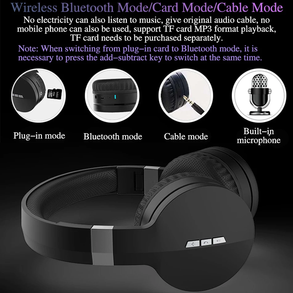 Новые складные беспроводные наушники Bluetooth 5 0 Hi-Fi бас стерео Bluetooth-гарнитура