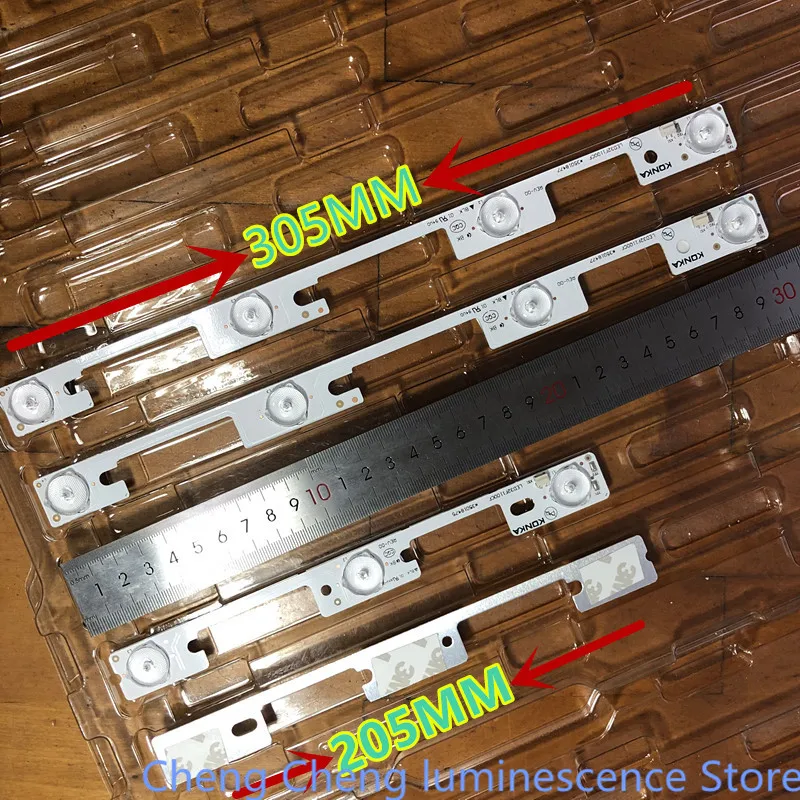 

Для Konka LED32B260B LED32F1100CF LED32F1160CF 35018476 35018478 35018479 35018 световая панель 3 в 3 светодиода = 205 мм + 4 светодиода = 305 мм