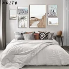 Холщовый постер для тропического пляжа, Настенная картина с изображением зонтика, морской пейзаж, украшение для гостиной, лето