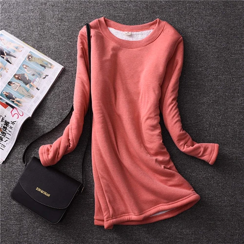 Новинка Женская бархатная футболка Осень-зима длинный рукав теплые плотные