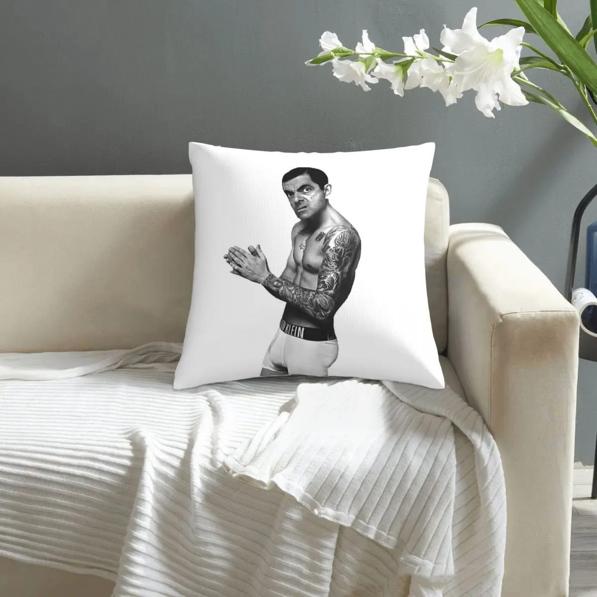 

Mr.bean pillowcase printed cushion cover sofa waist pillow pillow cover
