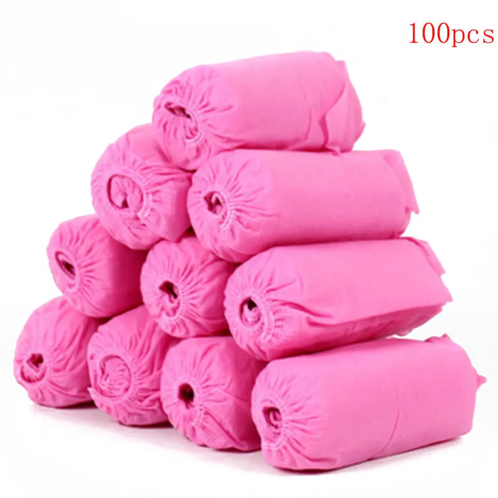 

100pcs Non-woven Fabric Disposable Shoes Covers Elastic Band Breathable Anti-slip Shoe Covers )