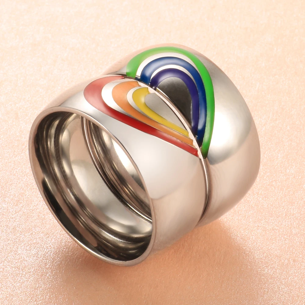 

Colorful Enamel Couple Ring Love Heart Shaped Ring For Men Women Wedding Engagement Ring Jewlery Gift