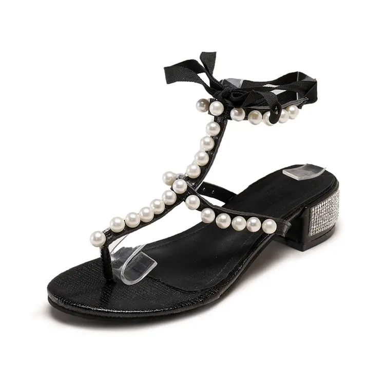 Женские босоножки Новинка 2019 года сезон лето камень в виде бисера женские