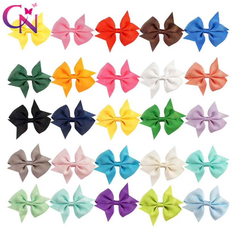 

CN 20pcs/lot 3" Grosgrain Ribbon Bows With Alligator Hair Clips Boutique Solid Pinwheel Bows Hairpins Girls' Hair Accessories