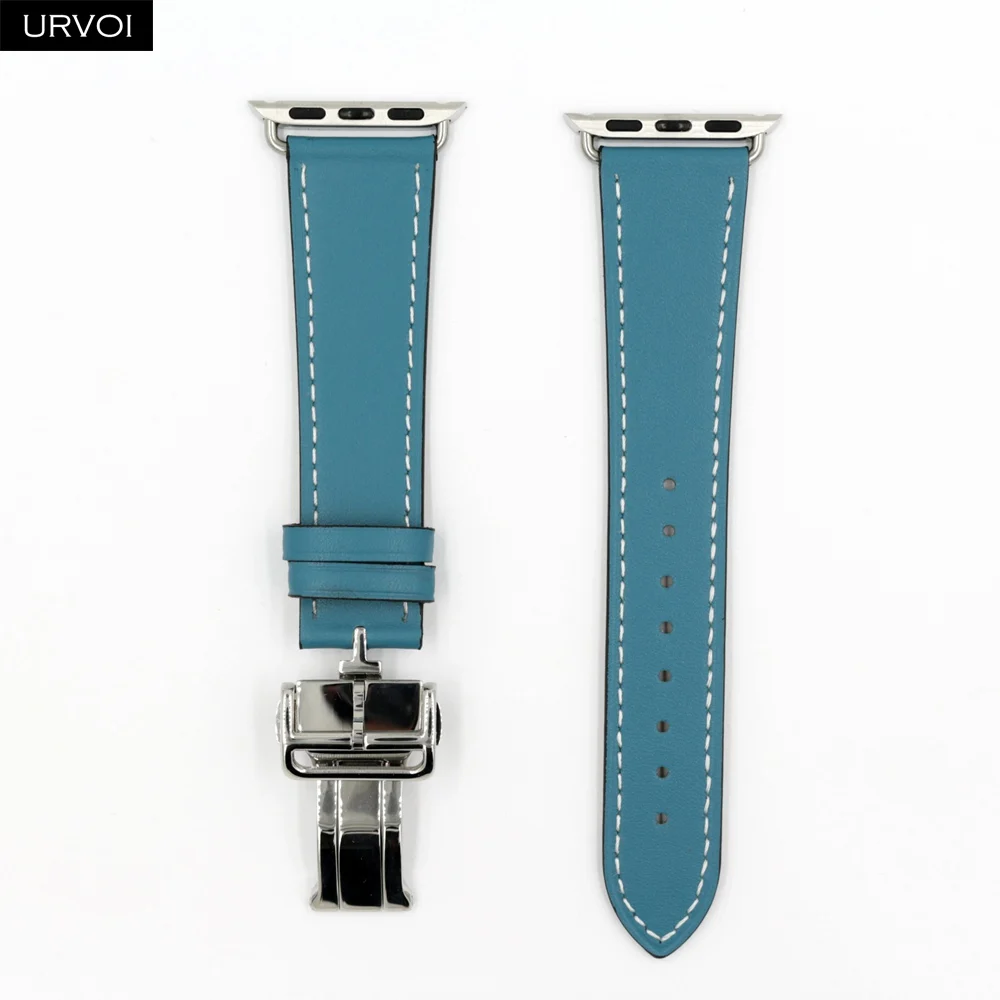 Light Blue URVOI раскладной ремешок с пряжкой для Apple Watch 5 4 3 2 1 ремешок для iwatch Ремень Один Тур Дизайн Свифт кожа 38/40 42/44 мм - Цвет ремешка: Light Blue