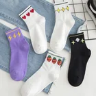 Носки с рисунком клубники, милые носки в стиле Харадзюку, женские носки в Корейском стиле, милые носки для девочек