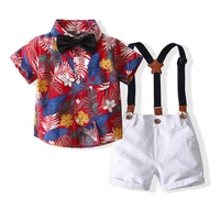 new summer baby boys sets suits shirt shorts bow knot kids clothes high quality sandy beach outfit childrens clothing student