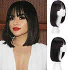 SHANGKE Bob синтетические парики для женщин короткий прямой женский парик с челкой натуральный черный коричневый термостойкий парик для волос
