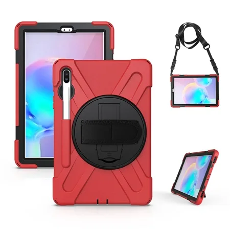 Красный Чехол для samsung Galaxy Tab S6, 10,5 дюймов,,3 слой, полный корпус, прочный, сверхпрочный, защитный чехол с держателем карандаша - Цвет: Красный