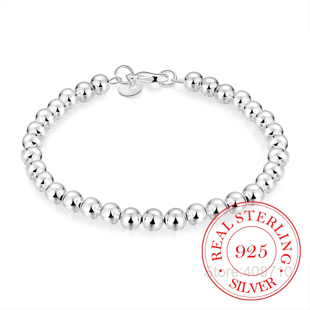 Новые Модные Симпатичные 6 мм полые мужские браслеты с бисером Homme Fashion925