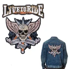 Большой патч Prajna с черепом, мотоциклетные вышитые патчи для одежды, наклейки, байкерские патчи, патчи в стиле хиппи, аксессуары