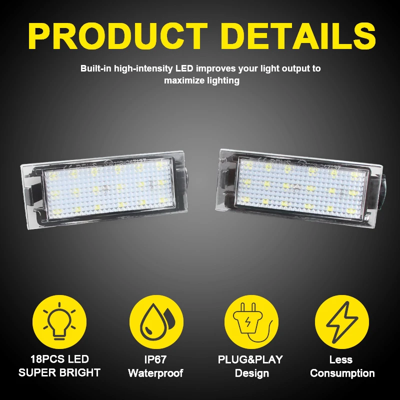 2 шт. Автомобильные светодиодные лампы Canbus для номерного знака | Автомобили и