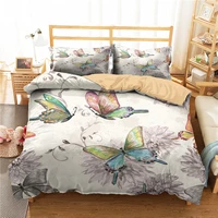 3d bed cover set bedding coverlet butterfly printed bedroom clothes with pillowcase for adult king double size