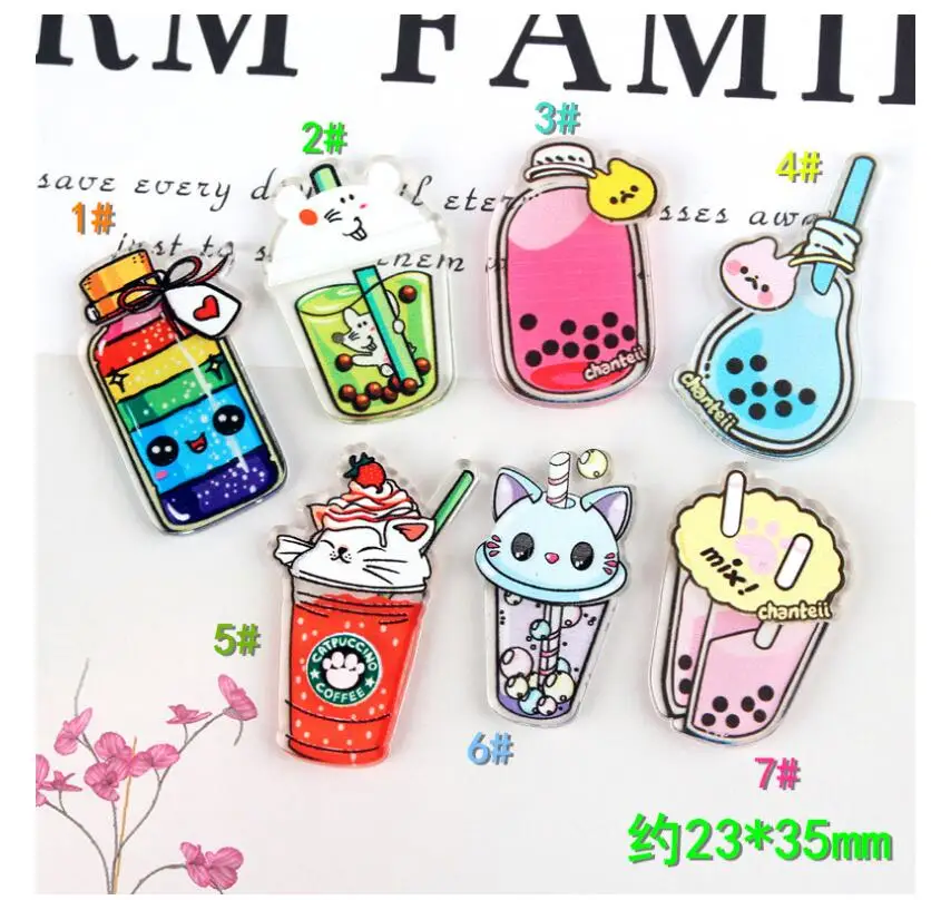 10 шт./лот Kawaii молочная бутылка чайные чашки плоская задняя сторона полимерные