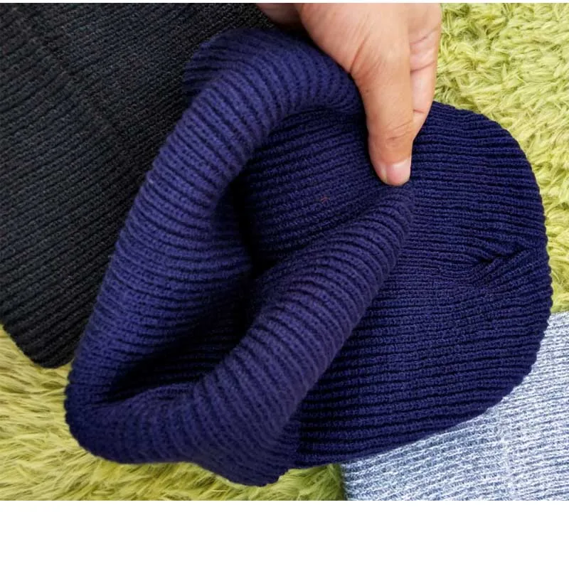 US size Winter Beanies Stitch Your LOGO Adult Beanie Custom Thickness Warm skull caps Hip Hop Knitted Hat Customized 10pcs a lot