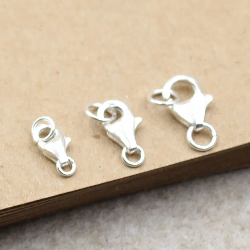 2pcs Genuine Real Solid 925 Sterling Silver Spring Lobster Clasps Hooks Claw With 2 Close Rings Jewelry Making Findings Buckle | Украшения
